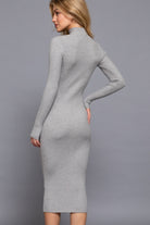 Long Sleeve High Neck Sweater Long Dress - BaeDrip