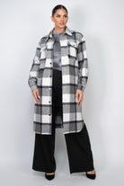 Plaid Buttoned Shacket Coat - BaeDrip