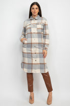 Plaid Buttoned Shacket Coat - BaeDrip