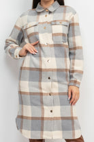 Plaid Buttoned Shacket Coat - BaeDrip