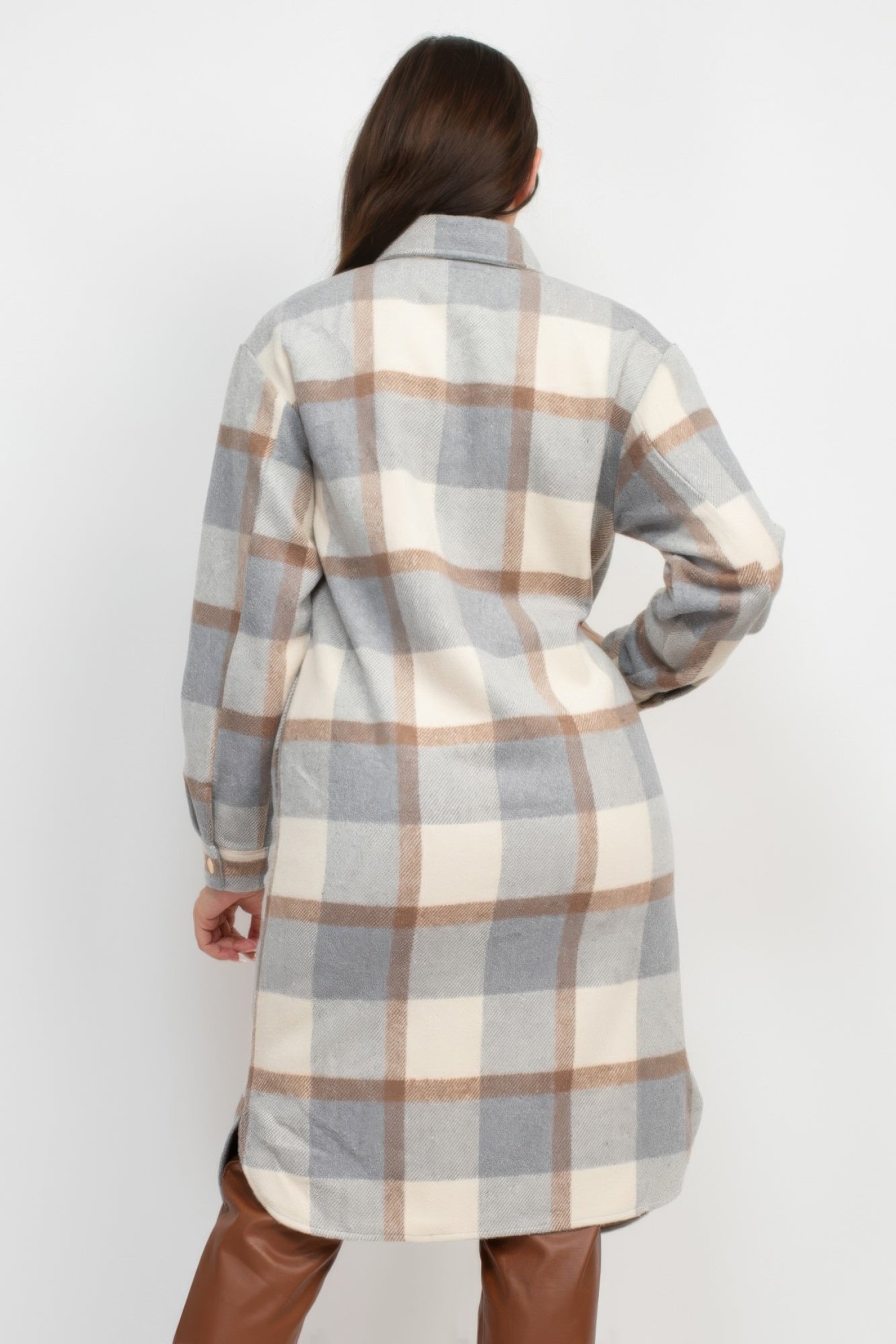 Plaid Buttoned Shacket Coat - BaeDrip