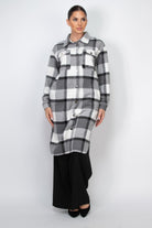 Plaid Buttoned Shacket Coat - BaeDrip