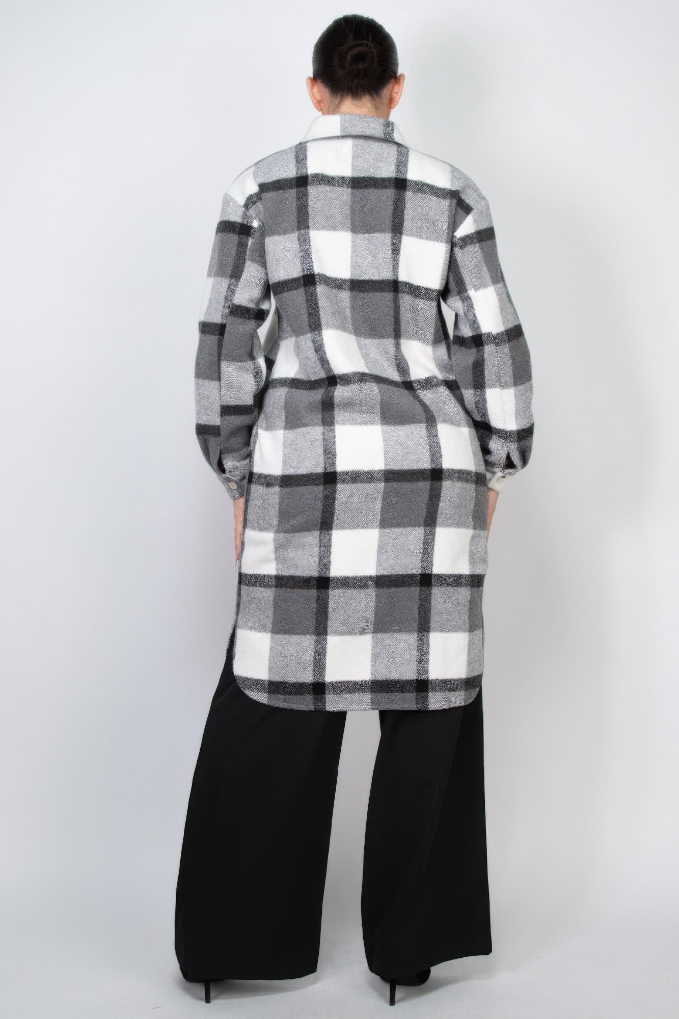 Plaid Buttoned Shacket Coat - BaeDrip