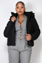 Insulated Zip-up Faux Fur Hooded Jacket - BaeDrip