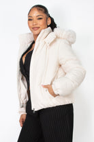 Insulated Zip-up Faux Fur Hooded Jacket - BaeDrip