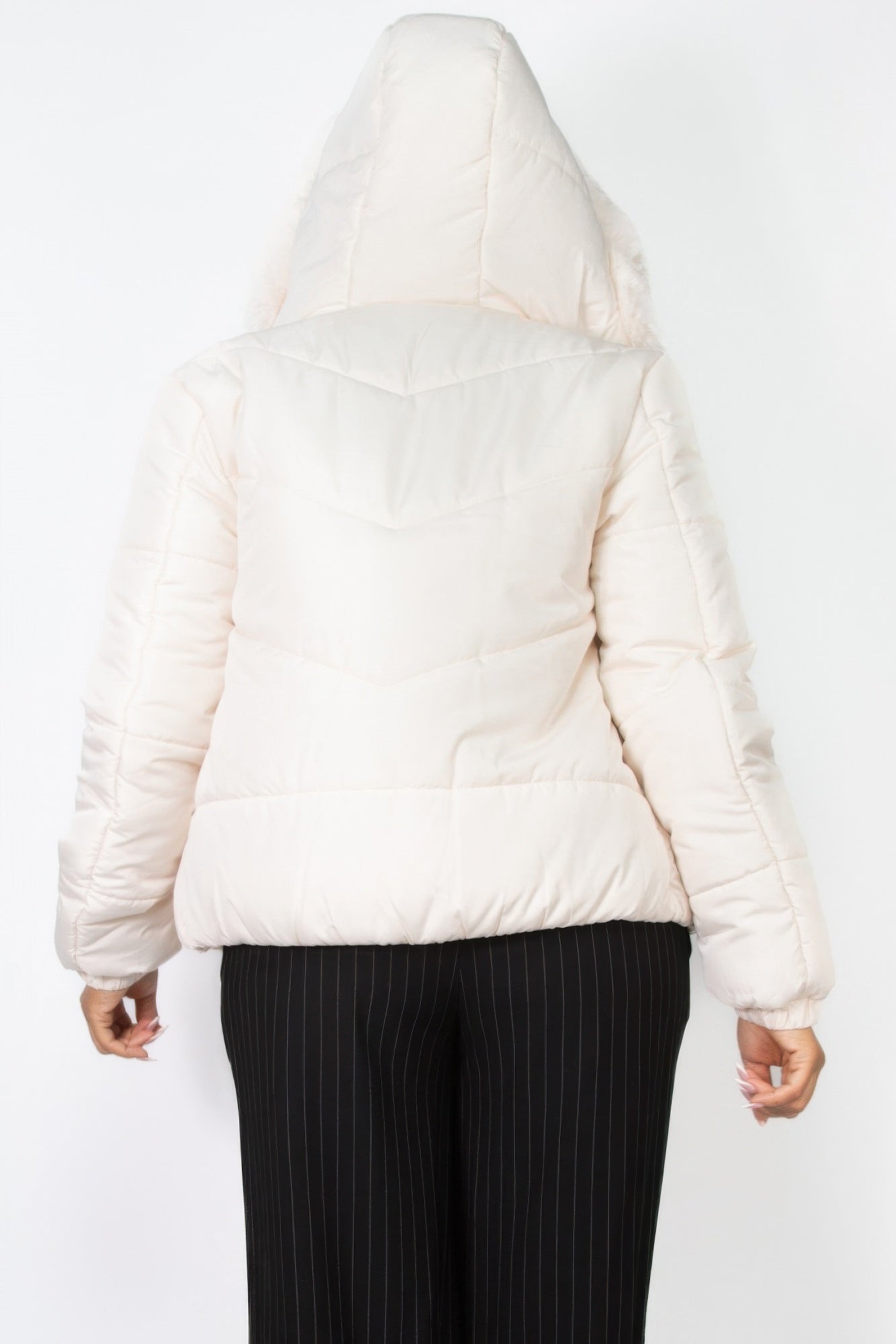 Insulated Zip-up Faux Fur Hooded Jacket - BaeDrip