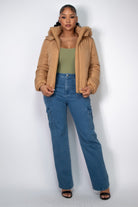 Insulated Zip-up Faux Fur Hooded Jacket - BaeDrip