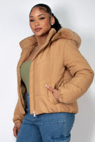 Insulated Zip-up Faux Fur Hooded Jacket - BaeDrip