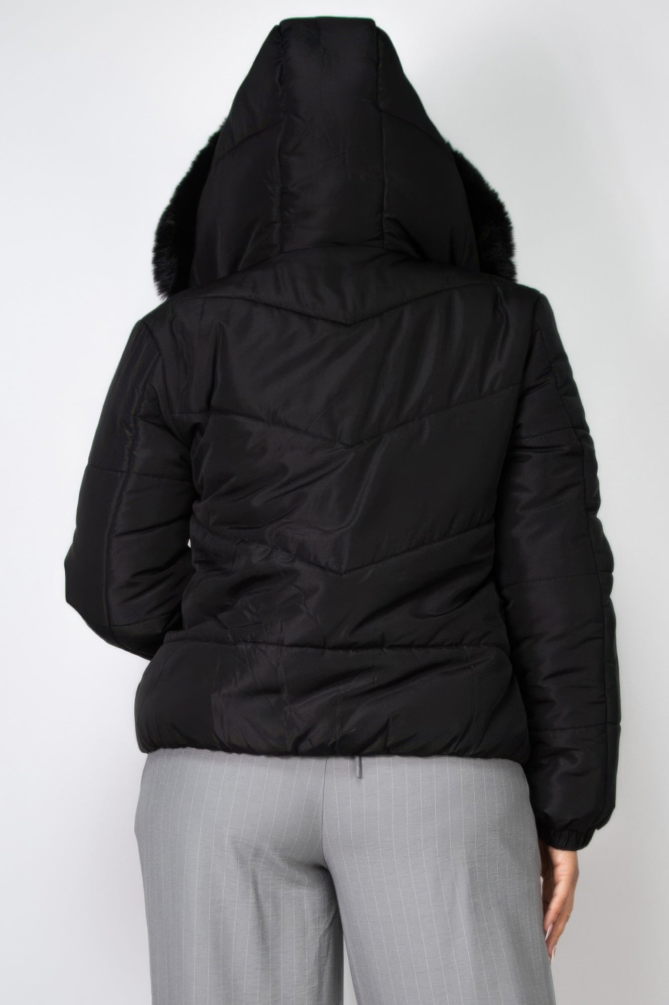 Insulated Zip-up Faux Fur Hooded Jacket - BaeDrip