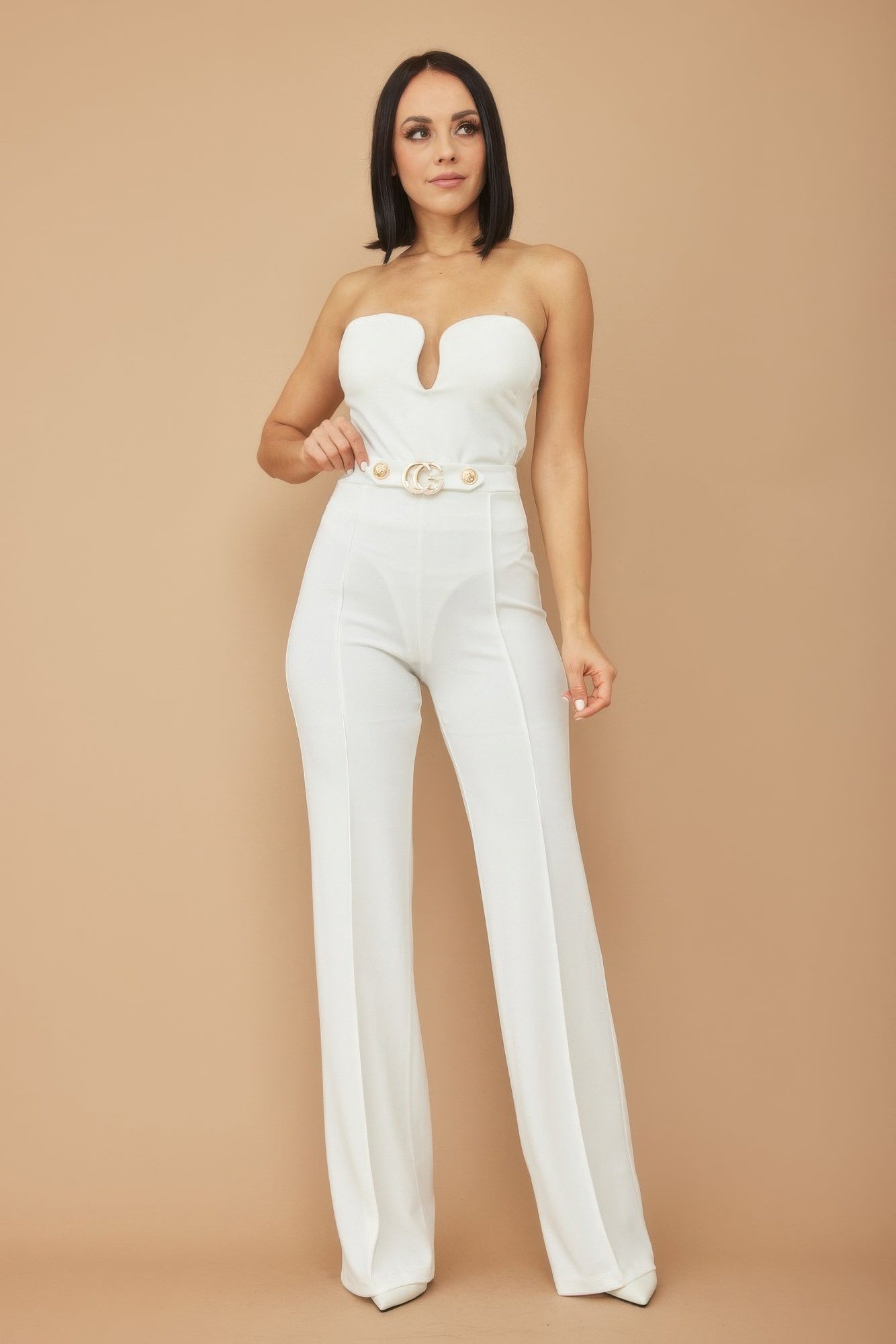 Cg Buckle And Button Detail Pants - BaeDrip