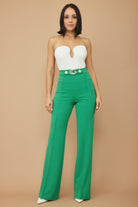 Cg Buckle And Button Detail Pants - BaeDrip
