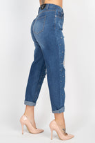 Rhinestones Ripped-front Denim Jeans - BaeDrip