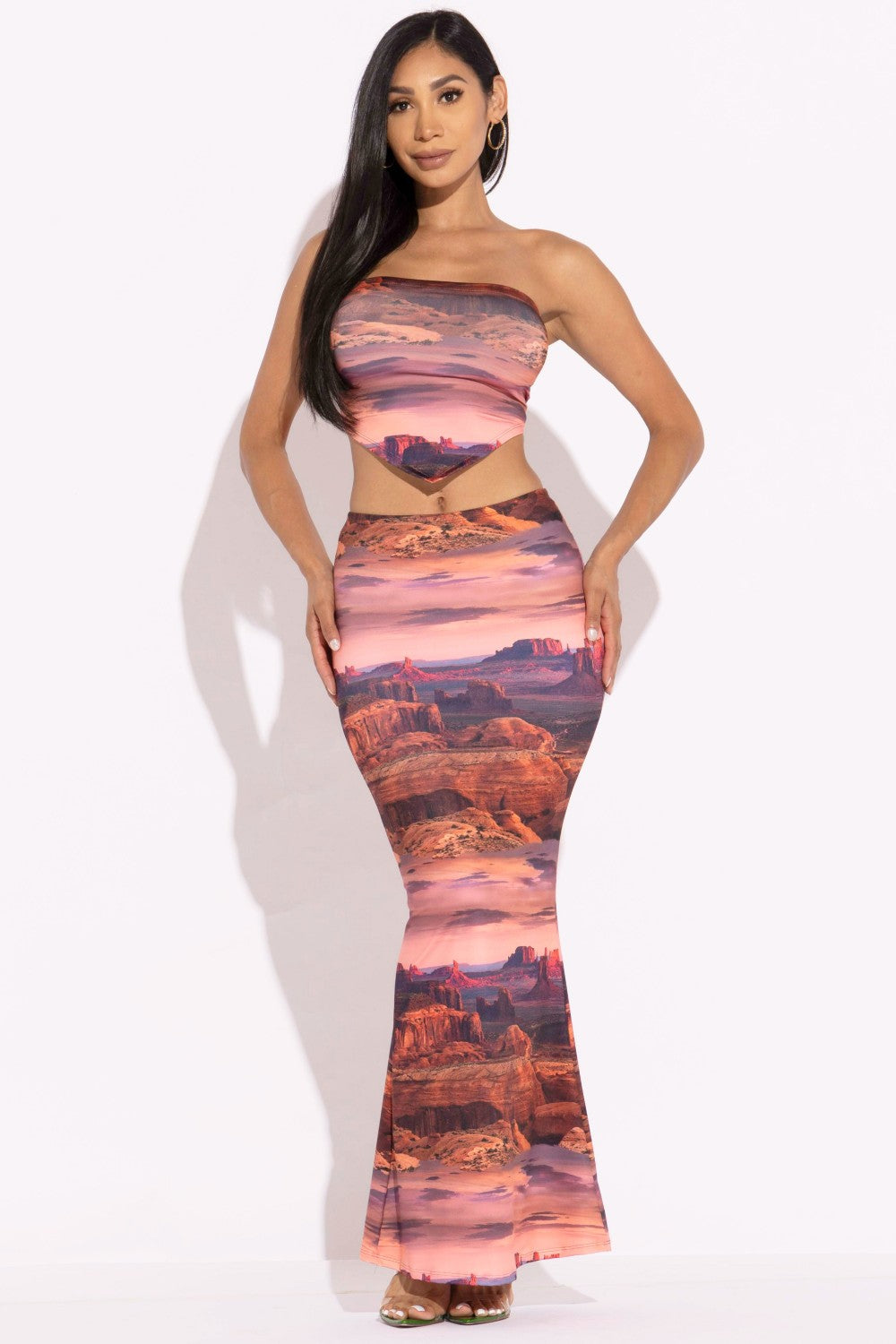 Printed Tube Top And Maxi Skirt - BaeDrip